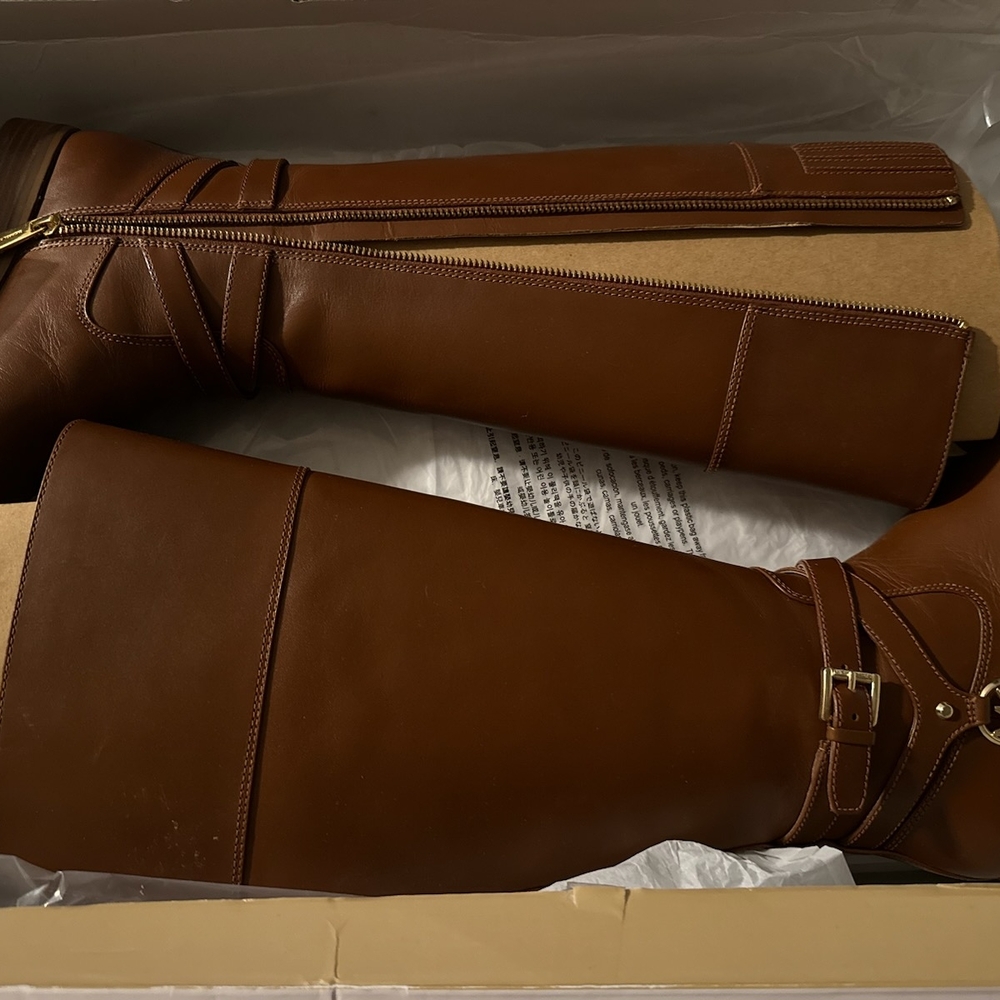 Brown Leather Knee-High Boots